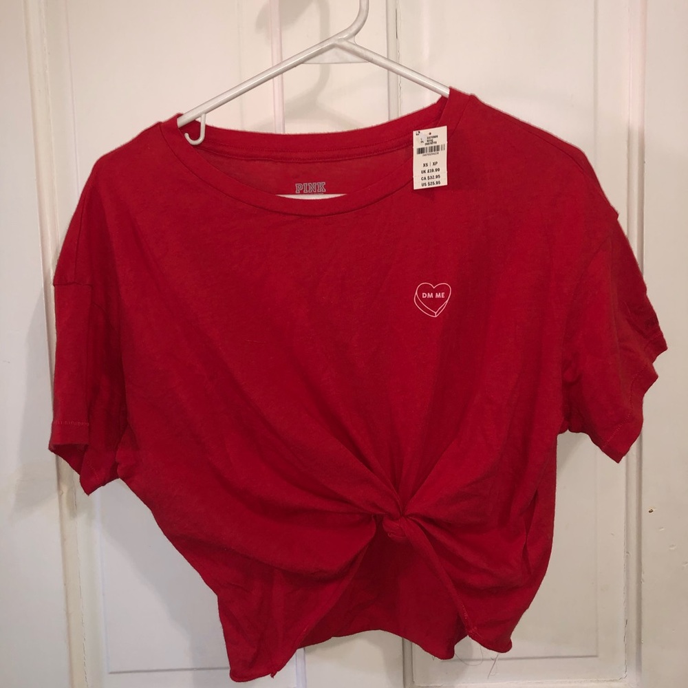 VS Pink Super Soft “DM me” Crop Top